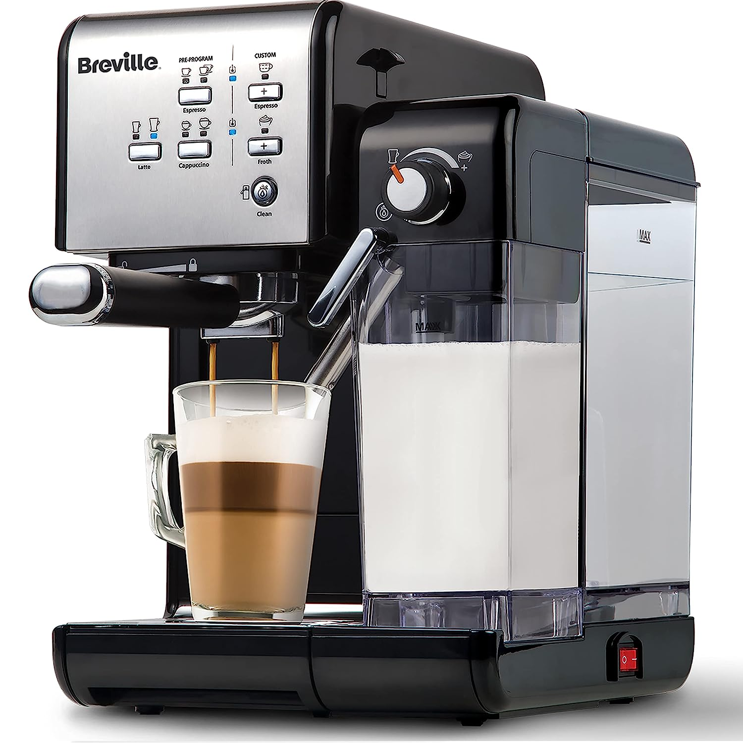BREVILLE One-Touch VCF107 Coffee Machine – Black and Chrome