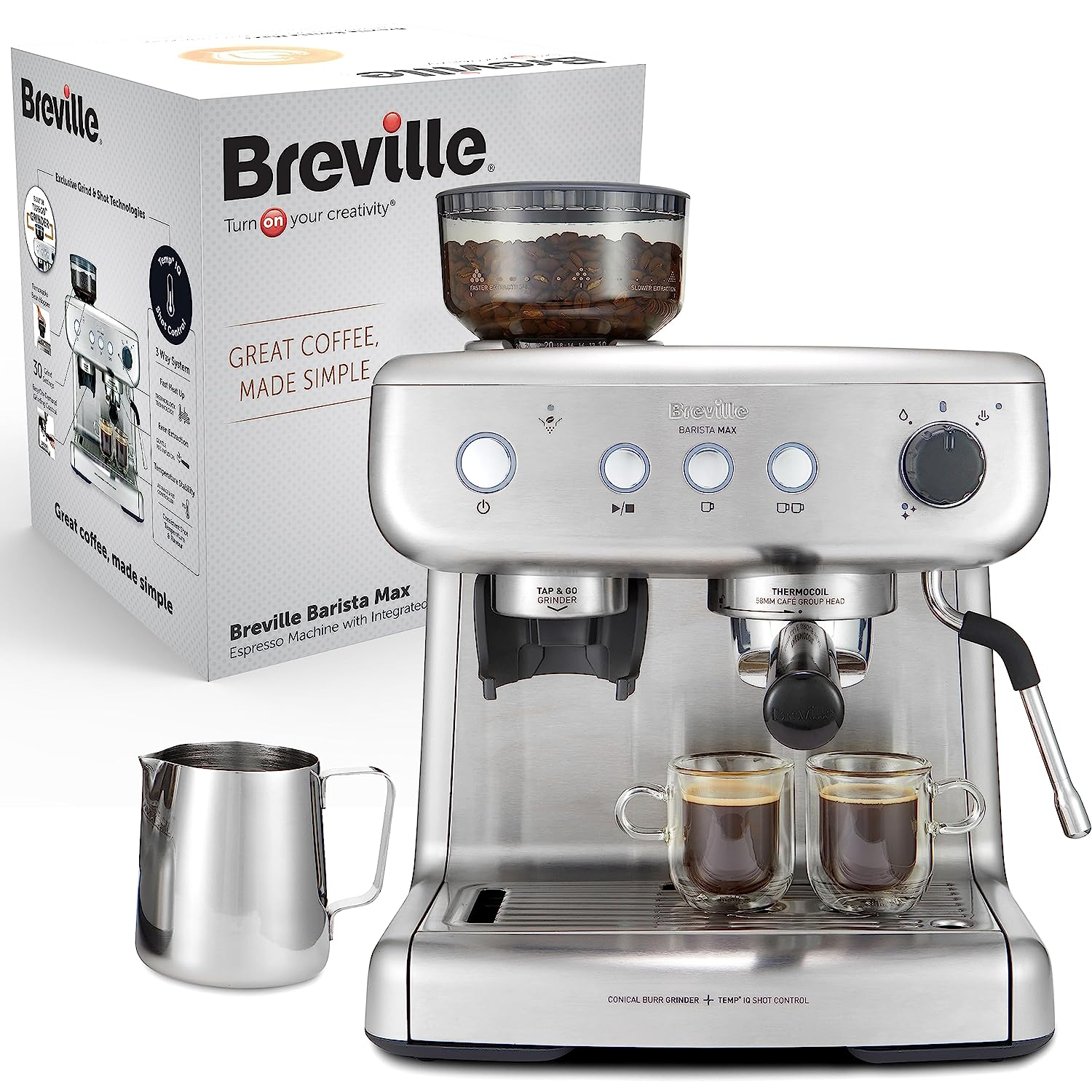 BREVILLE VCF126 Barista Max Coffee Machine – Stainless Steel